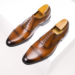 Men's Business Leather Shoes, Genuine Leather Oxford Formal Three-Eyelet Dress Shoes, Height Increasing Insole, British Style Men's Business Leather Shoes, Genuine Leather Oxford Formal Three-Eyelet Dress Shoes, Height Increasing Insole, British Style