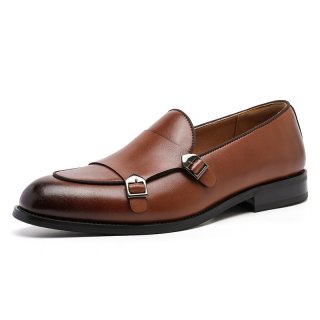 Men's Genuine Leather Loafers, British Style Slip-On Business Casual Double Monk Shoes, Versatile Daily Footwear Men's Genuine Leather Loafers, British Style Slip-On Business Casual Double Monk Shoes, Versatile Daily Footwear